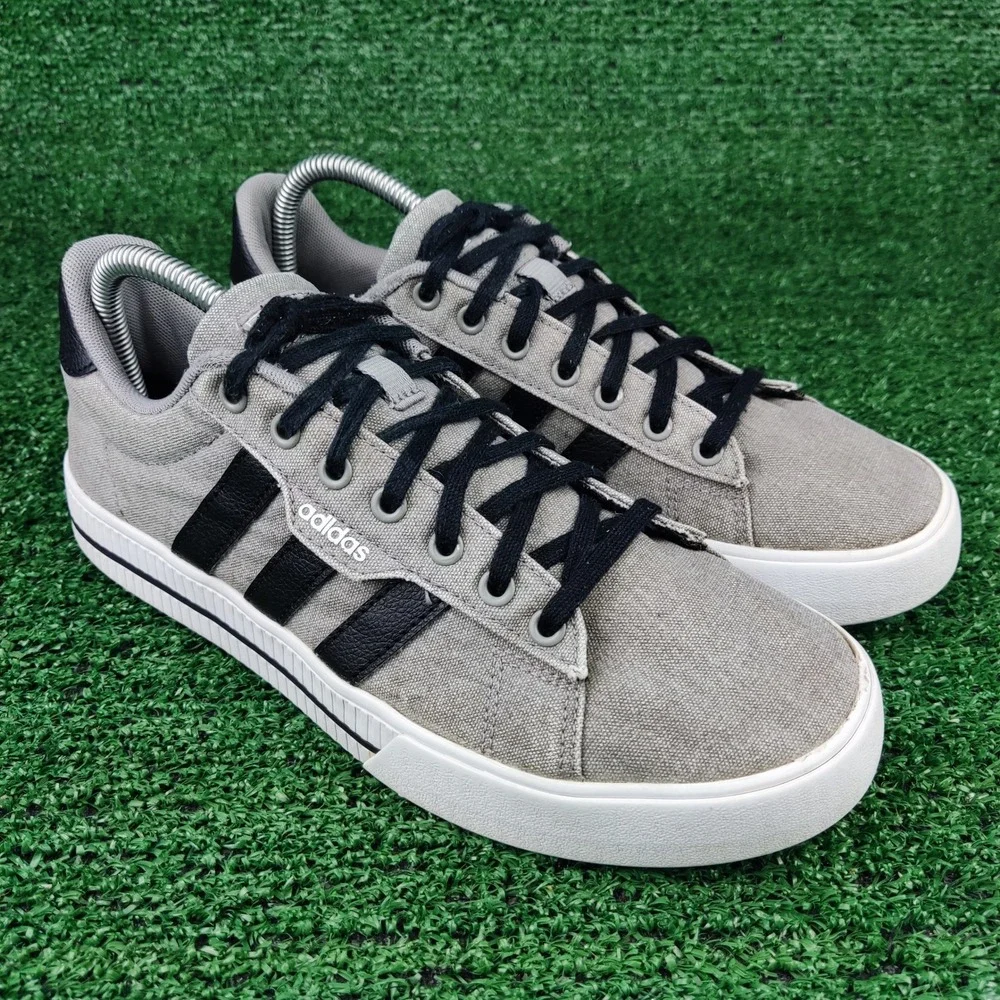 Adidas Sneakers Men 7.5 Grey Daily 3.0 Canvas Low Top FW3270 Casual Shoes